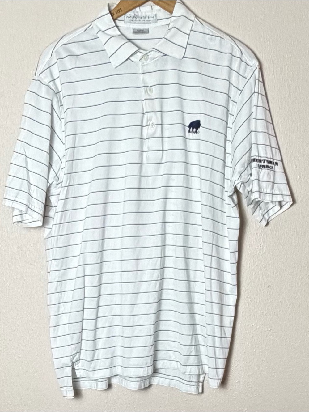 & Other Stories White Polo with Thin Navy Stripes